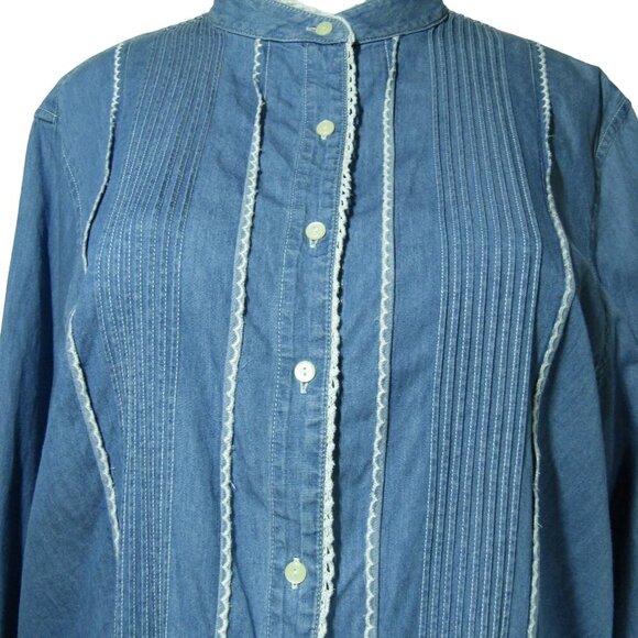 RALPH LAUREN JEANS CO 1X Chambray WESTERN Country Prairie Button Front Shirt - Picture 2 of 11